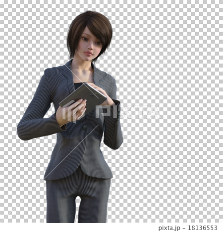 Young woman using tablet perming3DCG Illustration material 18136553