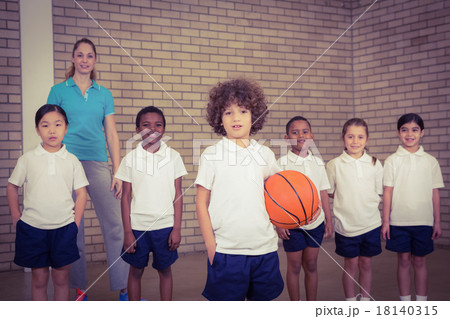 Students together about to play basketball Students together about to play basketball 18140315