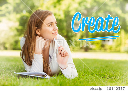 Create against smiling university student lying and thinking Create against smiling university student lying and thinking 18140557