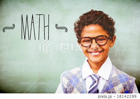 Math against cute little boy smiling in classroom Math against cute little boy smiling in classroom 18142299