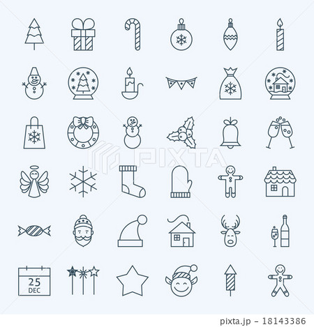 Line Holiday Christmas new Year Icons Set 18143386