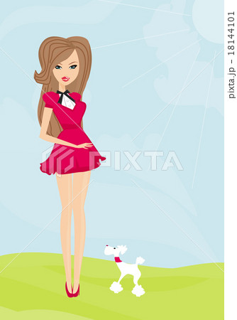 sexy girl and her dog 18144101