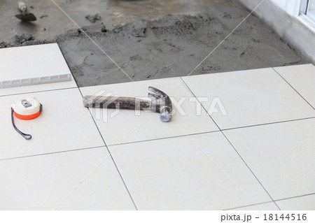floor tile installation for house building 18144516