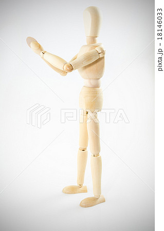 Dummy wooden Action post on vignette white background Dummy wooden Action post on vignette white background 18146033