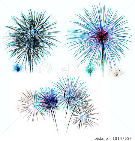 Set of colorful fireworks light on white background 18147657