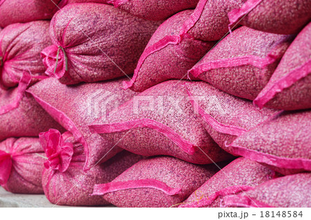 Coffee bean in red sack Coffee bean in red sack 18148584