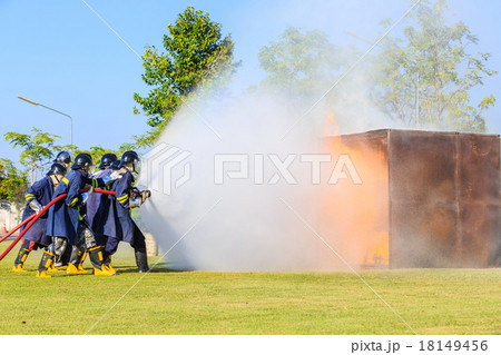 Firefighter fighting for fire attack training 18149456