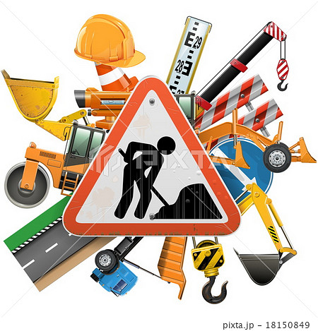 Vector Road Construction Concept with Sign 18150849