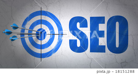 Web development concept: target and SEO on wall 18151288