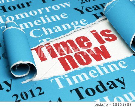 Time concept: red text Time is Now under the piece 18151383