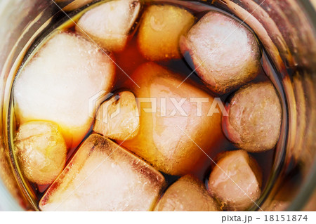 Cola in glass with ice from top 18151874