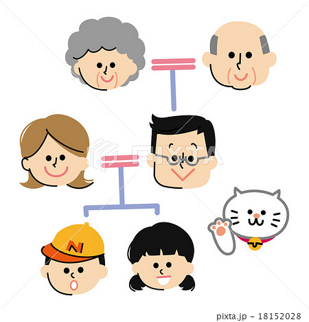3世代の家系図のイラスト素材