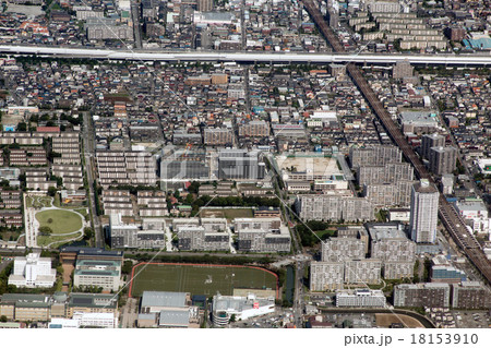 東武スカイツリーライン松原団地駅付近を空撮 東武スカイツリーライン松原団地駅付近を空撮 18153910