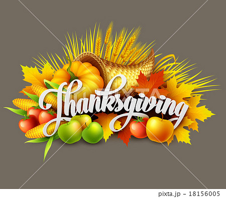 Illustration of a Thanksgiving cornucopia full of Illustration of a Thanksgiving cornucopia full of 18156005