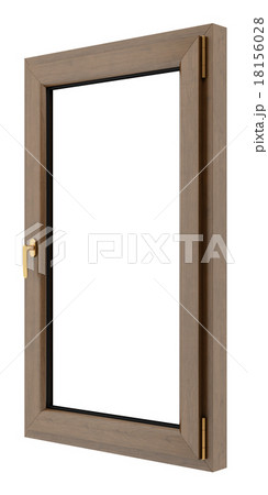 brown wooden window isolated on white background 18156028