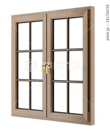 brown wooden window isolated on white background 18156036