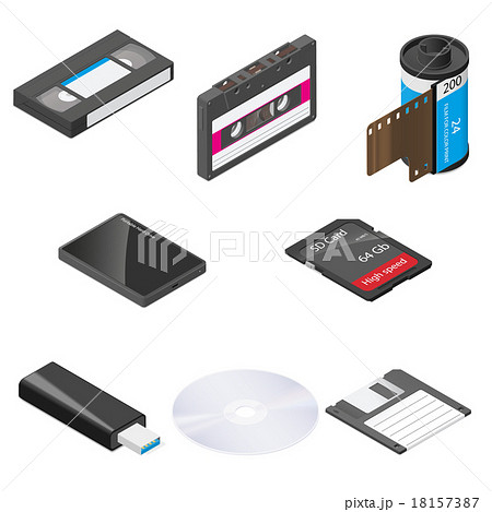 Storage media detailed isometric icon set Storage media detailed isometric icon set 18157387