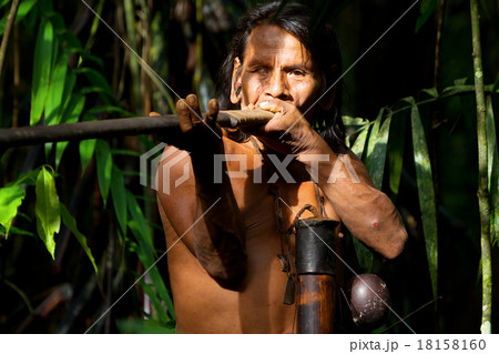 Huaorani Indigenous Hunter In Amazon Basin 18158160