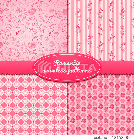 Set romantic seamless pattern vector illustrations 18158200