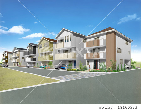 町並みパース3階建て6区画 18160553