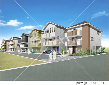 町並みパース3階建て6区画 18160619