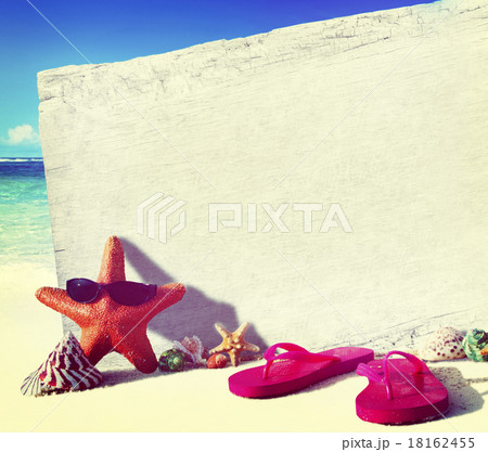 White Wooden Board Objects by the Beach Concept 18162455