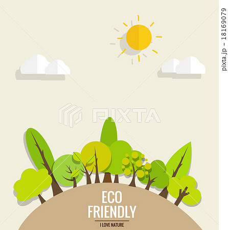ECO FRIENDLY. Ecology concept with tree background. Vector illus ECO FRIENDLY. Ecology concept with tree background. Vector illus 18169079