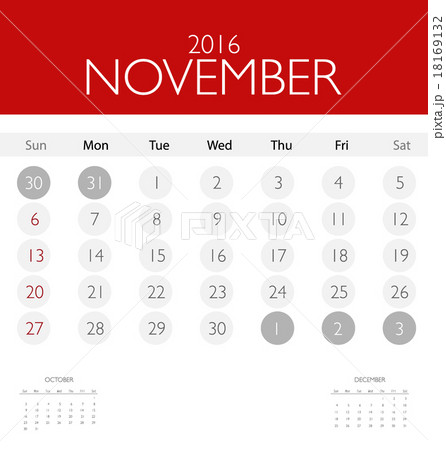 2016 calendar, monthly calendar template for November. Vector il 18169132