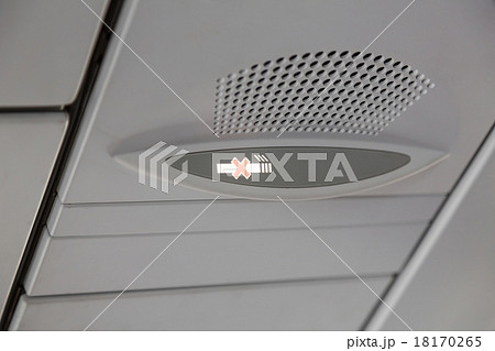 No smoking sign on the airplane No smoking sign on the airplane 18170265