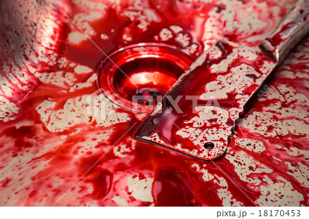 Kitchen sink with knife and blood for Halloween Kitchen sink with knife and blood for Halloween 18170453