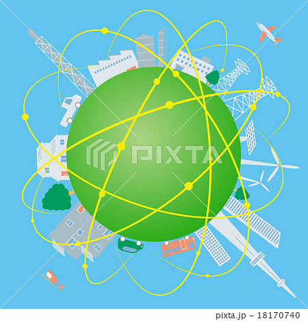 球体の上の様々な建物と交通 球体の上の様々な建物と交通 18170740