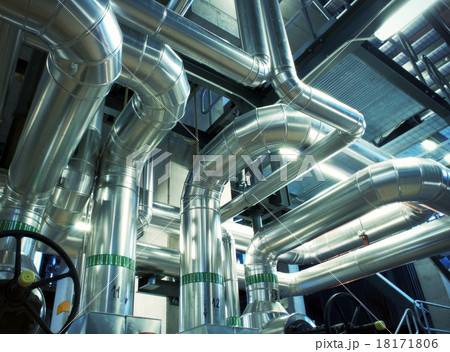 Industrial zone, Steel pipelines, valves and cable Industrial zone, Steel pipelines, valves and cable 18171806