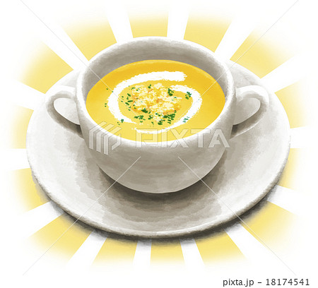 リアルコーンスープ 背景ありのイラスト素材