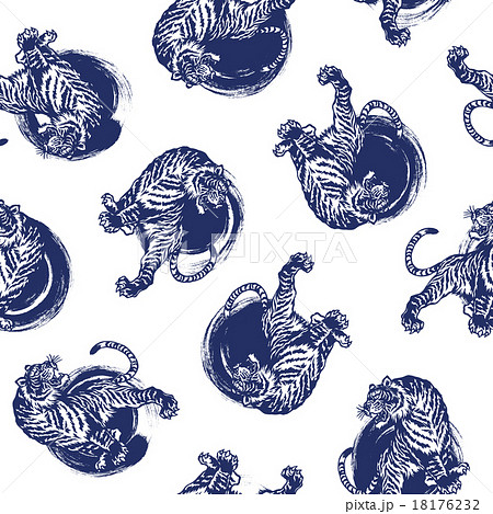 虎と筆跡のパターン 18176232