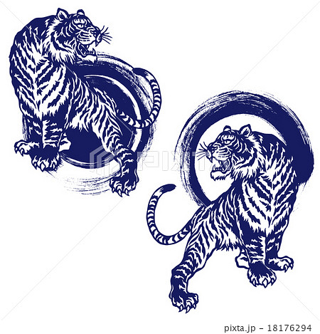 虎と筆跡のイラスト 18176294