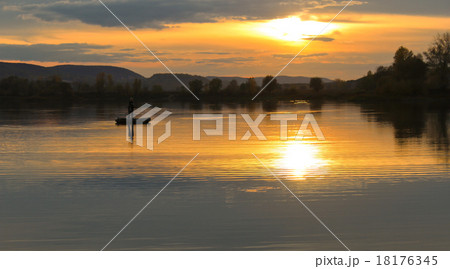 Sunset on the lake in summer 18176345