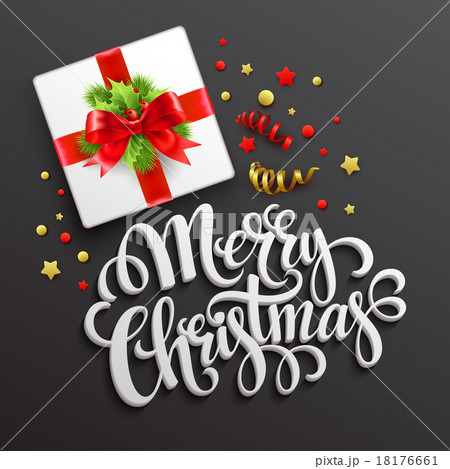 Merry Christmas greeting card. Gift box.  Vector 18176661