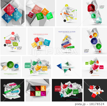 Set of abstract geometric paper infographic banner Set of abstract geometric paper infographic banner 18178524