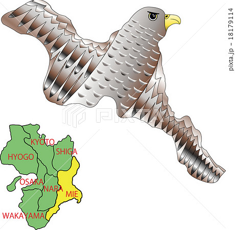 地図の動物 近畿 三重 タカのイラスト素材