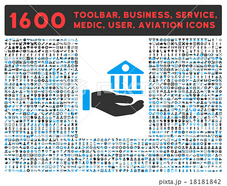 Bank Service Icon with Large Pictogram Collection Bank Service Icon with Large Pictogram Collection 18181842