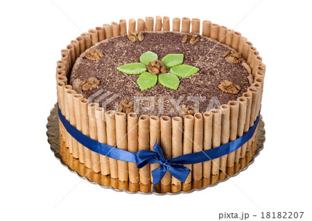 Sweet chocolate walnut cake. of  birthday. 18182207