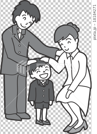 男の子の頭をなでる両親 18184271