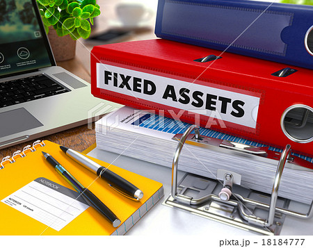 Red Ring Binder with Inscription Fixed Assets. 18184777
