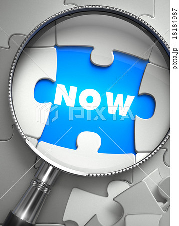 Now - Missing Puzzle Piece through Magnifier. Now - Missing Puzzle Piece through Magnifier. 18184987