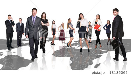 People stand on the big map.  18186065