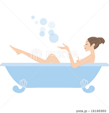入浴する女性のイラスト素材