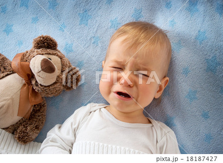 One year old baby crying 18187427