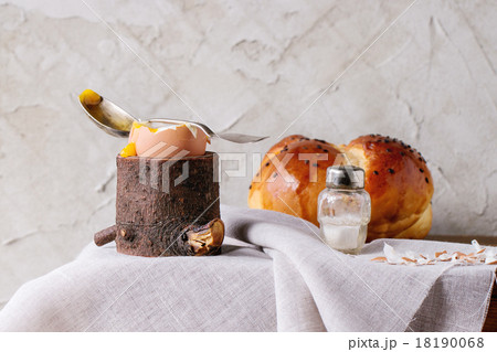 Breakfast with egg and bread Breakfast with egg and bread 18190068