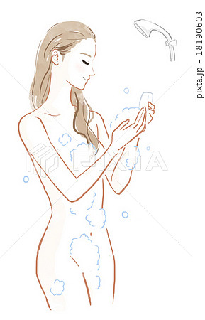 体を洗う女性のイラスト素材 18190603 Pixta