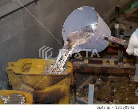 operator pouring aluminum automotive parts operator pouring aluminum automotive parts 18190942